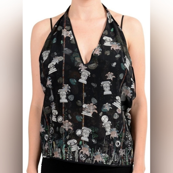 Authentic Versus By Versace Women's 100% Silk Multi-Color Blouse Halter … - Picture 3 of 9